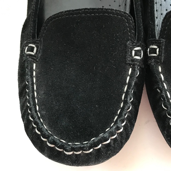 COLE HAAN Black Ballet Flat Suede Nike Air Slip On Loafer Women’s Size 9.5 WIDE - Picture 4 of 16